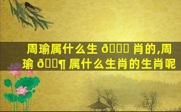 周瑜属什么生 🐝 肖的,周瑜 🐶 属什么生肖的生肖呢